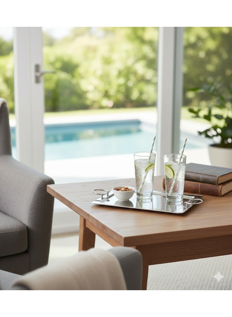 متجر نايس صينية تقديم شاي وقهوة بتصميم عربي أصيل - هيكل متين مقاوم للصدأ  طقم 3 قطع بمقاسات مختلفة - Image 4